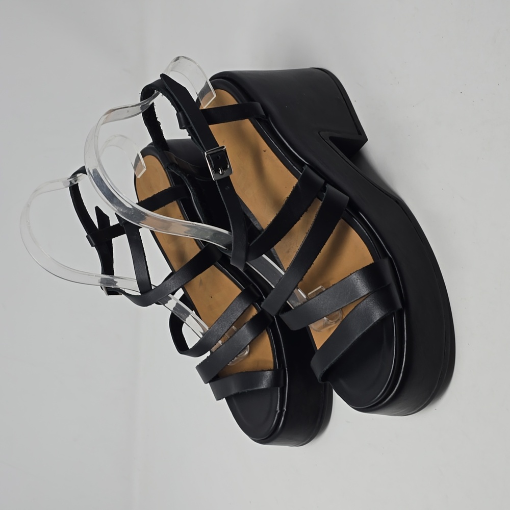Ganni Asymmetrical Platform Leather Wedge Sandal Women's Size 10